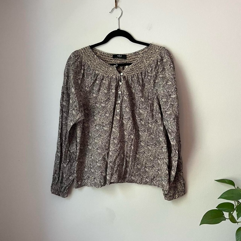 ABLE Brown Floral Peasant Blouse - Brown